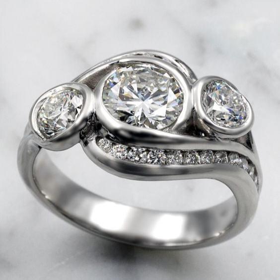 Vintage Zirconia Spiral Silver Ring-Lydieannejewelry