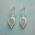Vintage Green Inlaid Stone Silvered Earrings