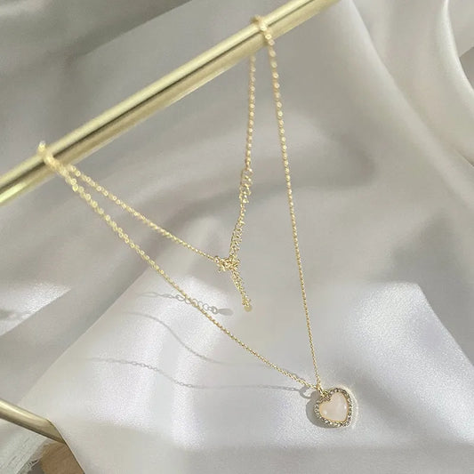 Vintage Opal Heart Pendant Necklace