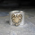 Vintage Silver Golden Heart Ring