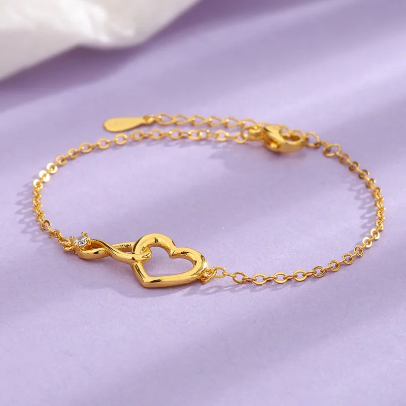 Retro Gold & Silver Heart Bracelet
