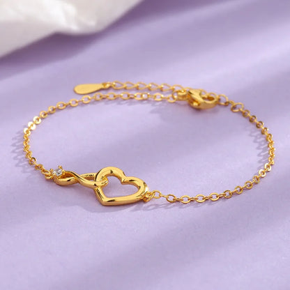 Retro Gold & Silver Heart Bracelet
