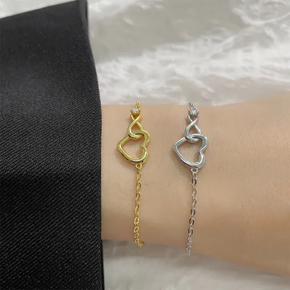 Retro Gold & Silver Heart Bracelet