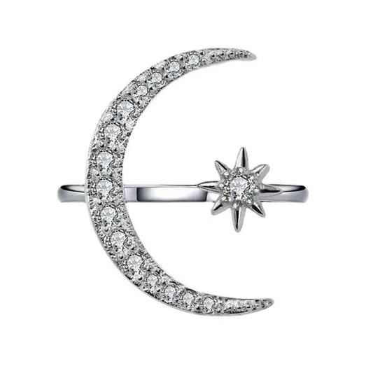 Vintage Zircon Star & Moon Ring