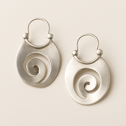 Vintage Irregular Form Silver Earrings