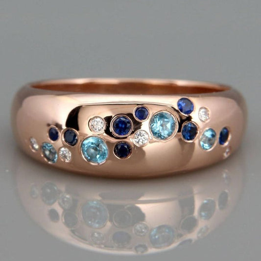 Vintage Bright Inlaid Colorful Zirconia Rose Ring