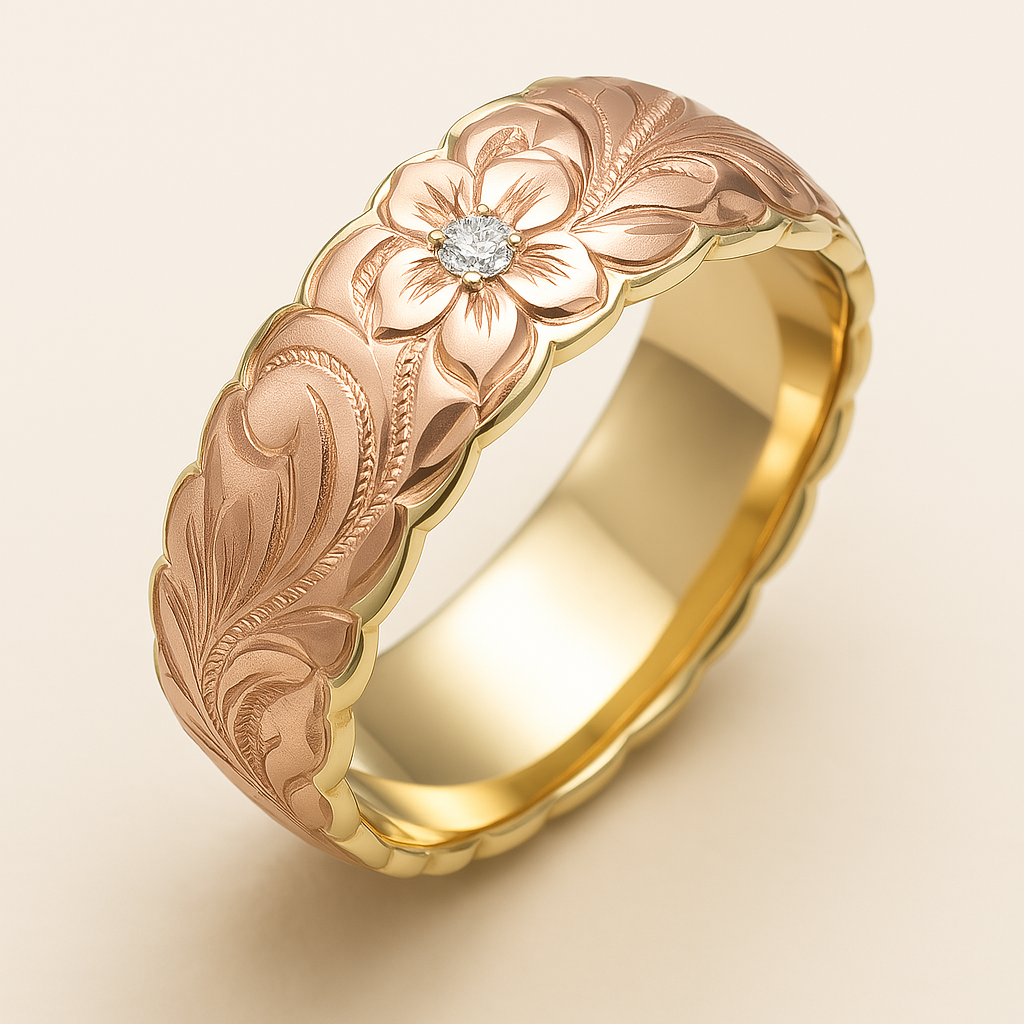 Vintage Rose Flower Gold Ring