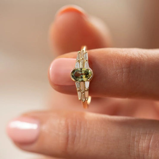 Vintage Olive Zirconia Ring