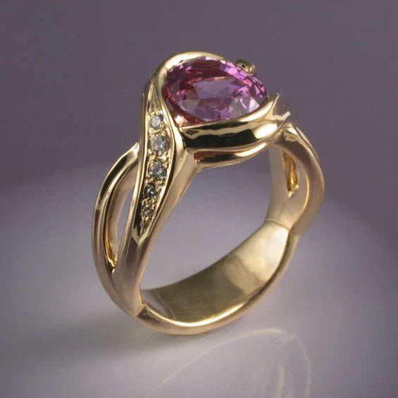 Vintage Garnet Crystal Zirconia Gold Ring