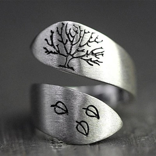 Adjustable Tree of Life Ring in Silver