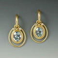 Vintage Inlaid Blue Crystal Golden Earrings