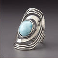 Vintage Blue Inlaid Stone Silver Ring