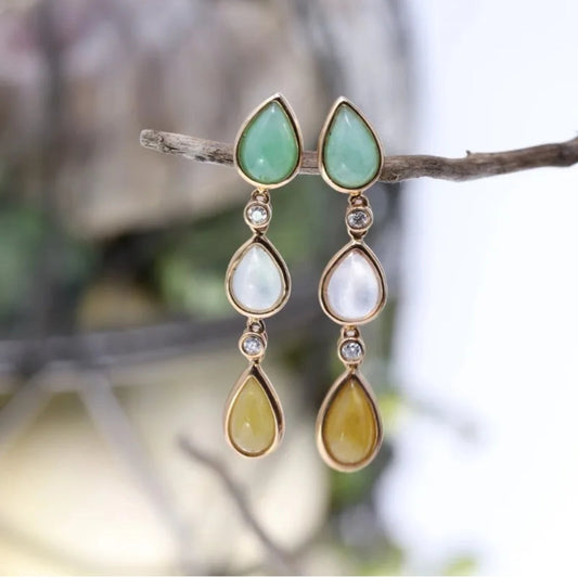 Vintage Nature Dangling Stones Earrings-Lydieannejewelry