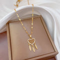 Heart and Leaves Pendant with Zirconias in Gold and Silver