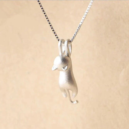 925 Sterling Silver Playful Kitty Necklace