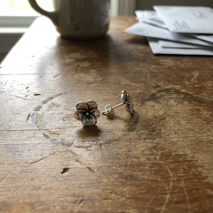 Vintage Silver Flower Stud Earrings