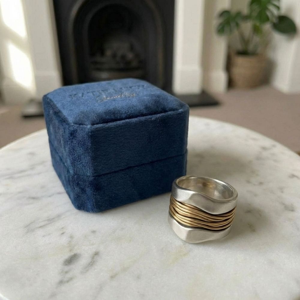 Silver Golden Threads Ring