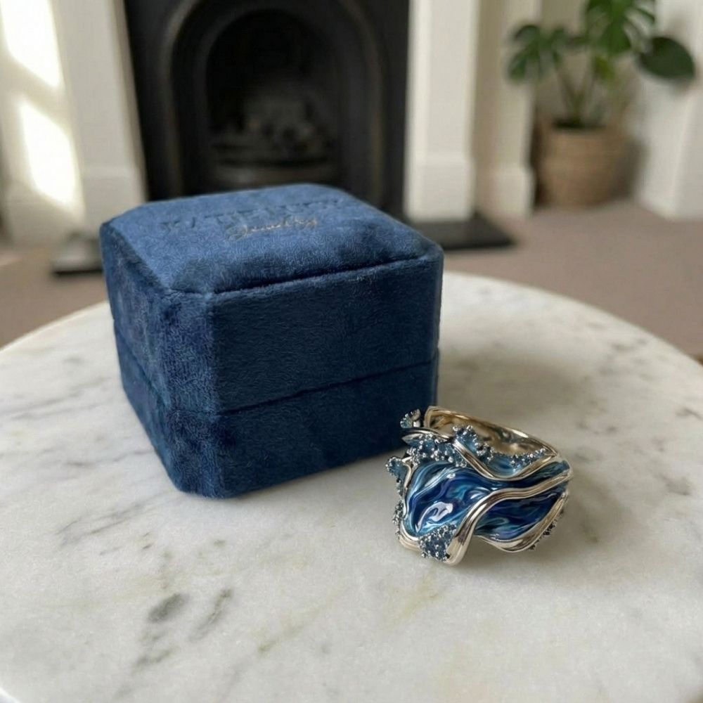 Vintage Golden Ocean Wavy Ring