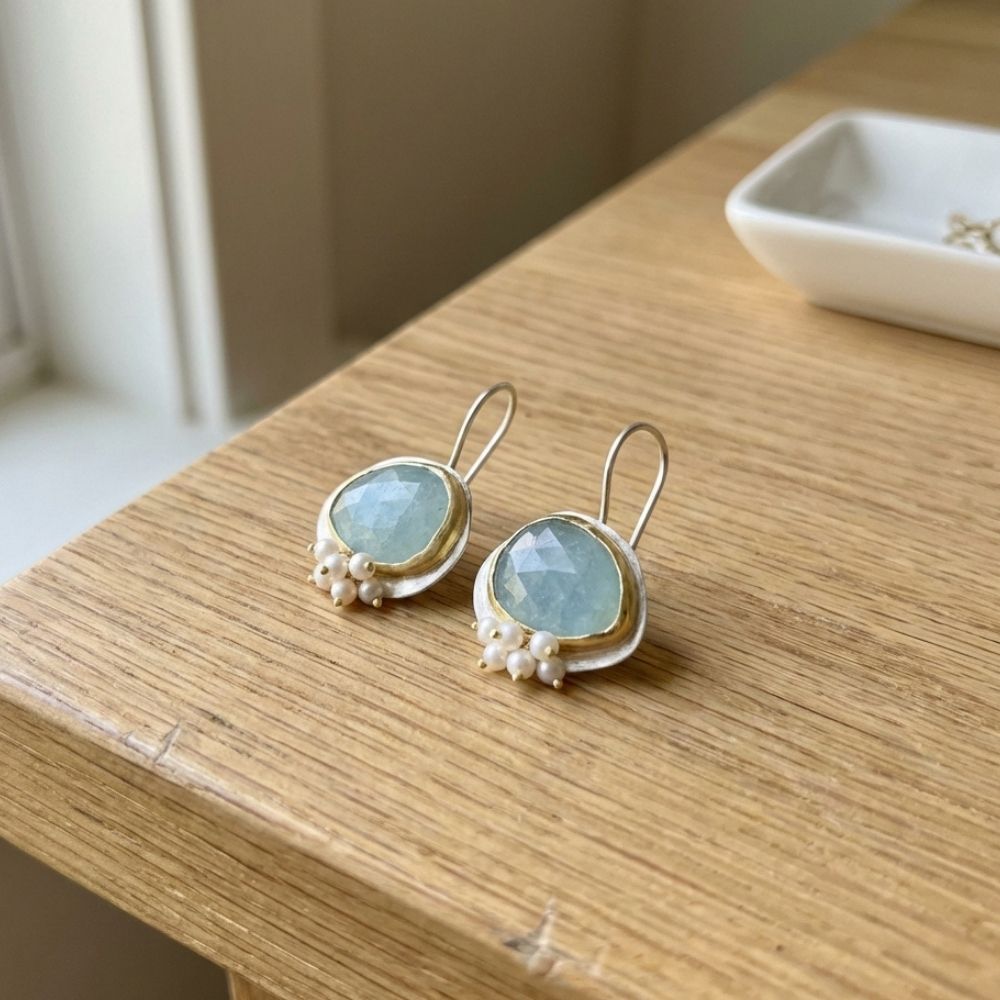 Vintage Light Blue Stone Earrings