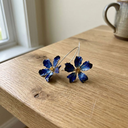 Blue Vintage Flower Earrings