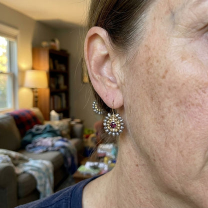 Vintage Golden & Grey Stones Earrings