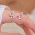 Exquisite Flower Earrings with Zirconias in Gold