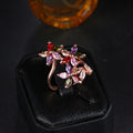 Petal Ring with Multicoloured Zirconia in Rose Gold