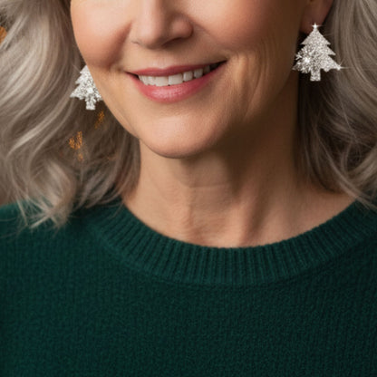 Vintage Christmas Tree Sparkling Earrings