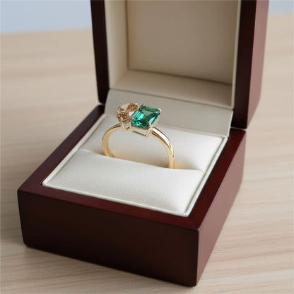 Vintage Double‑Main Stone Zircon Square Ring