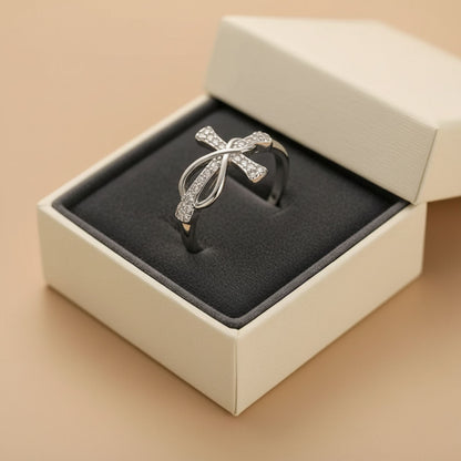Elegant Two-Tone Adjustable Cross Ring