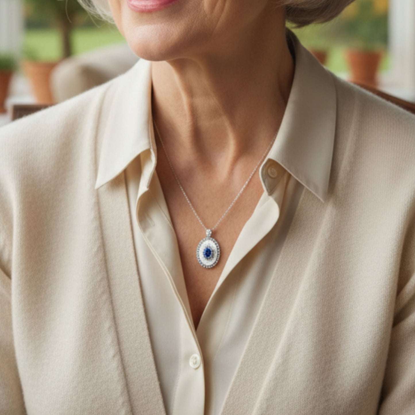 Luxury Sapphire & Diamond Pendant Necklace