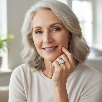 Sparkling Silver Square Ring