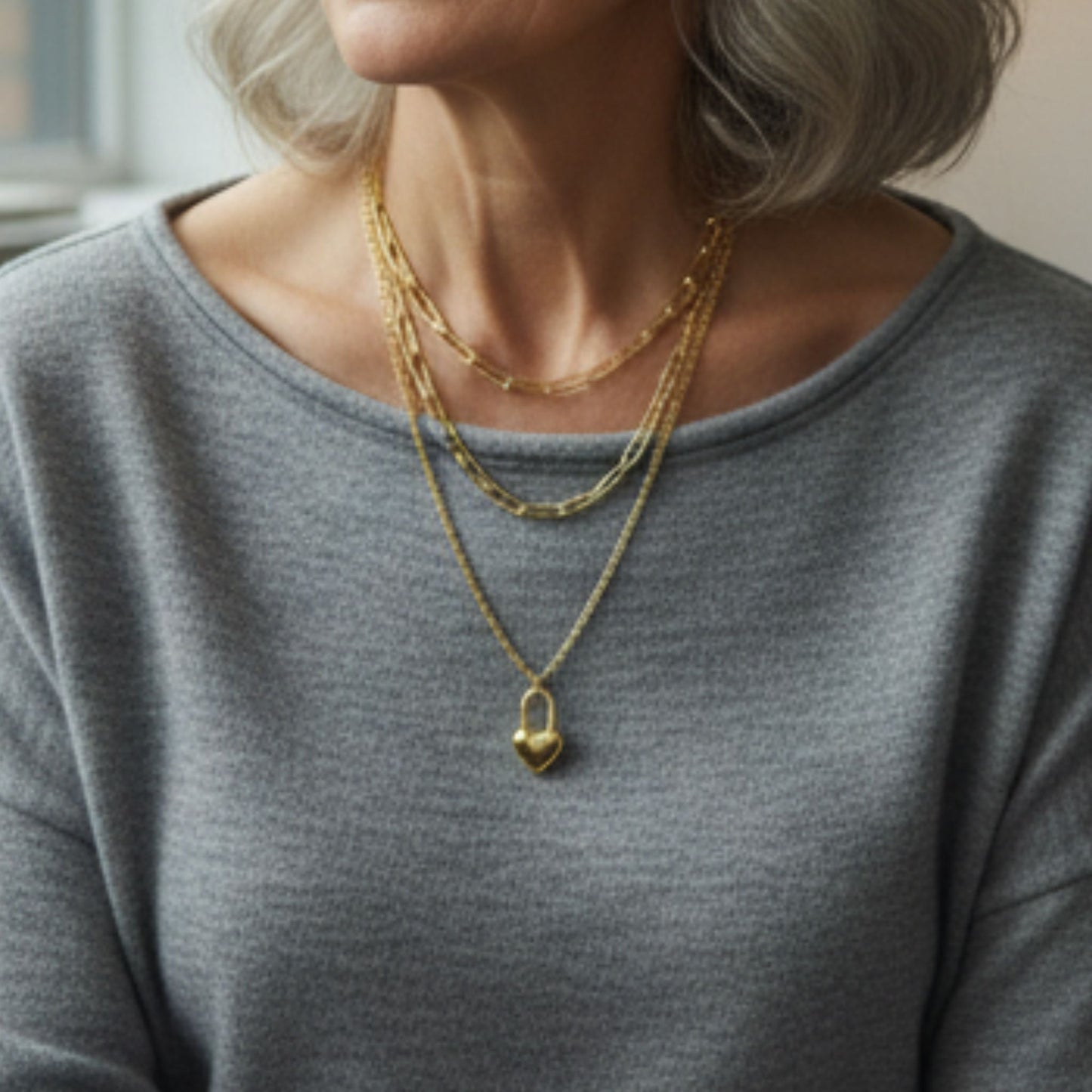 Multilayer Heart Pendant Necklace