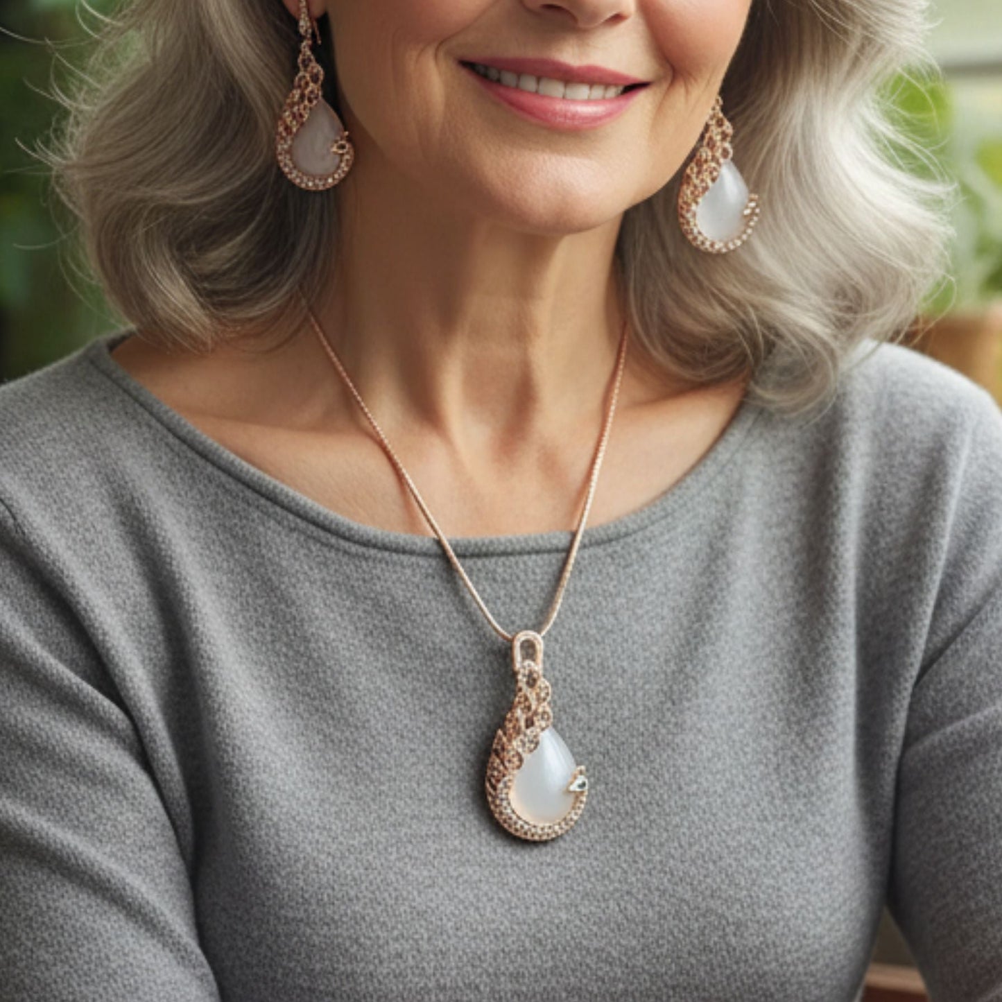 Elegant Peacock Crystal Jewelry Set