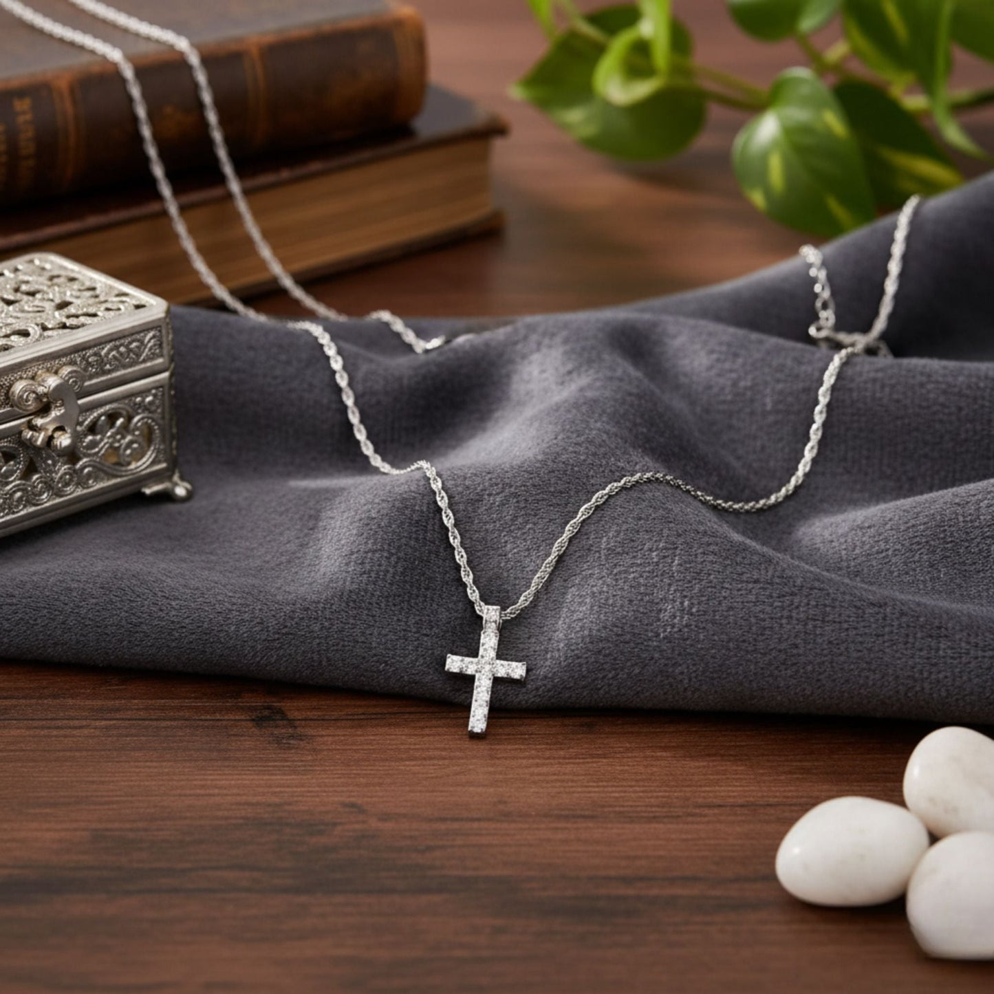 Retro Gold & Silver Cross Pendant Necklace