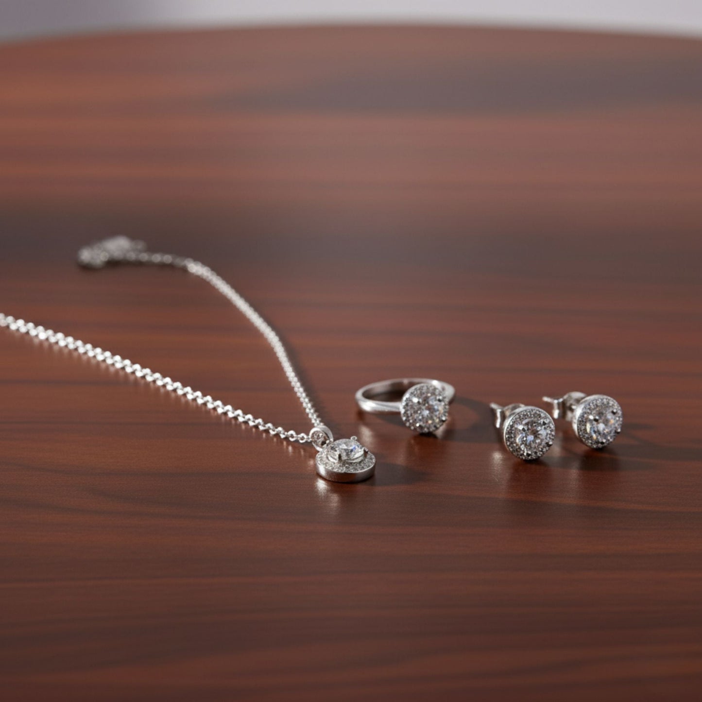 Vintage Silver Zircon Jewelry Set