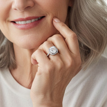 Sparkling Silver Square Ring
