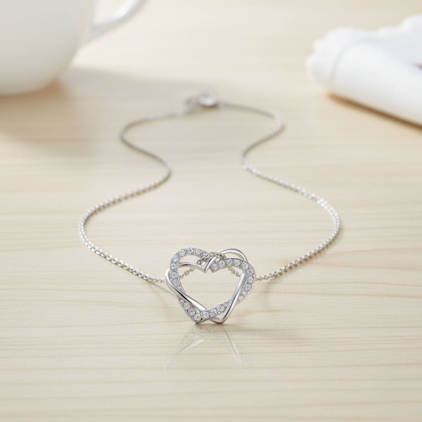 Diamond Heart Necklace and Earrings