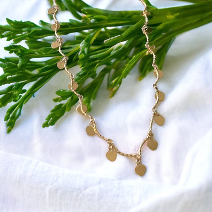 Melita Dangle Heart Choker Necklace-Lydieannejewelry