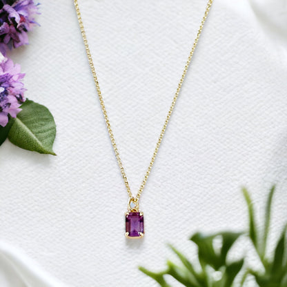 Violetta Amethyst Baguette Necklace-Lydieannejewelry
