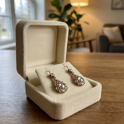 Vintage Dangling Bronze Zirconia Earrings
