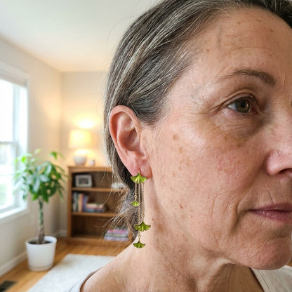 Vintage Dangling Green Petals Earrings