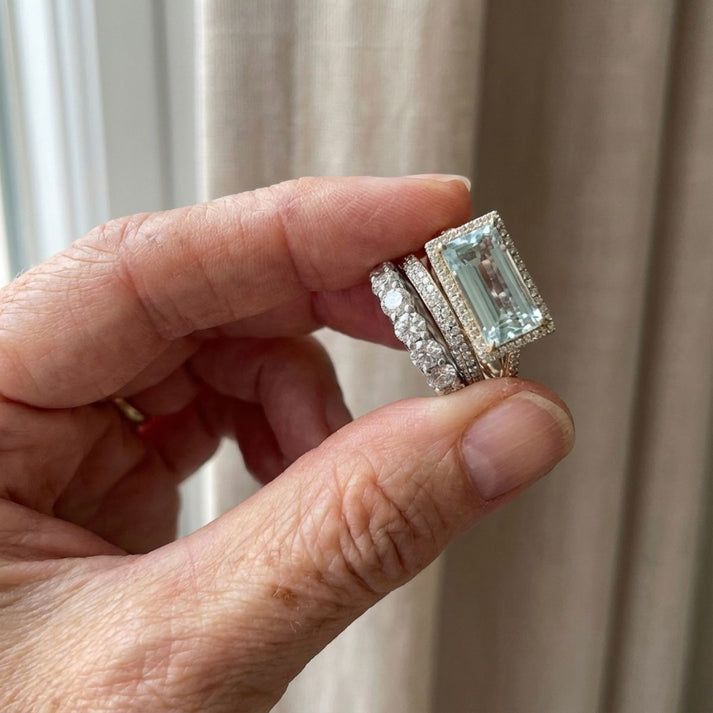 Vintage Silver Turquoise Glass Ring Set – KatieLucy