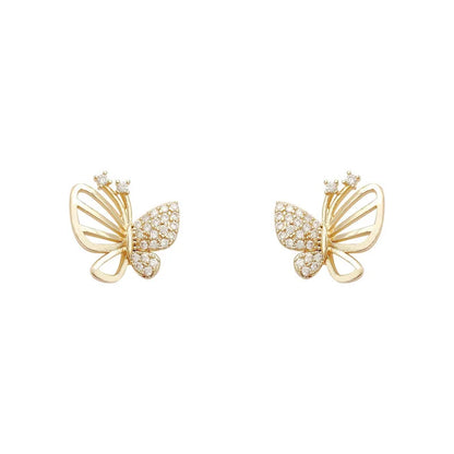 Elegant Zircon Butterfly Stud Earrings