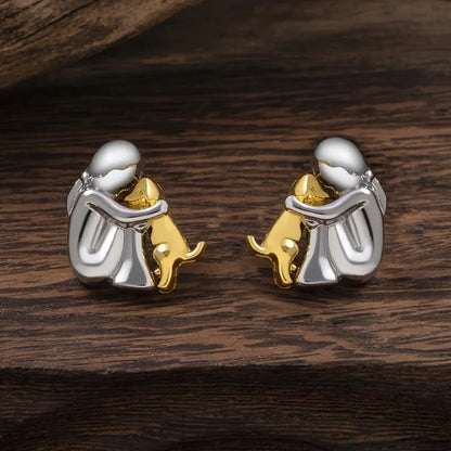 Silver and Gold Two-Tone Hug Earrings