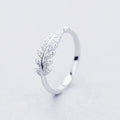 Adjustable Shiny Fern Ring in Silver