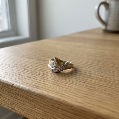 Vintage Irregular Gold & Silver Zirconia Ring