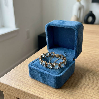 Vintage Blue Glass Gold Bracelet