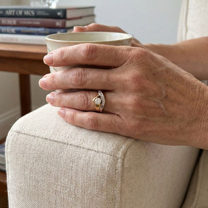 Vintage Irregular Gold & Silver Zirconia Ring