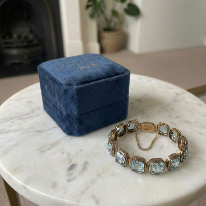Vintage Blue Glass Gold Bracelet